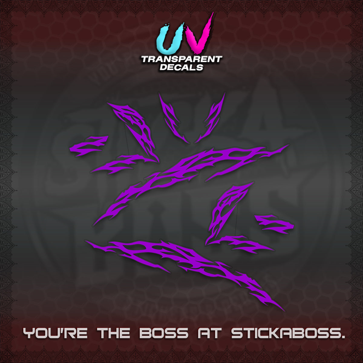 CLICK 125 V3 UV TRANSPARENT DECALS (2026 TRIBAL LIGHTNING DESIGN) STICKER KITS BY STICKABOSS