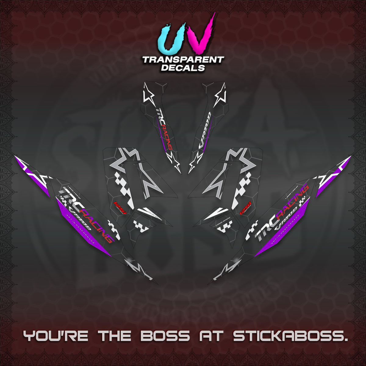 CLICK V4 UV TRANSPARENT DECALS (2026 TRC RACING DESIGN)STICKER KITS By STICKABOSS