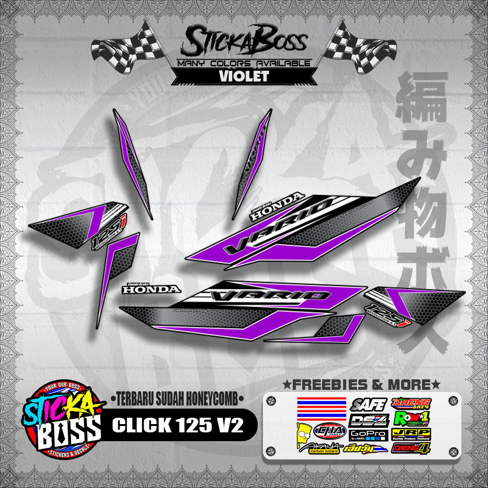 CLICK 125 V2 DECALS ( TERBARU SUDAH HONEYCOMB )【WITH FREEBIES】