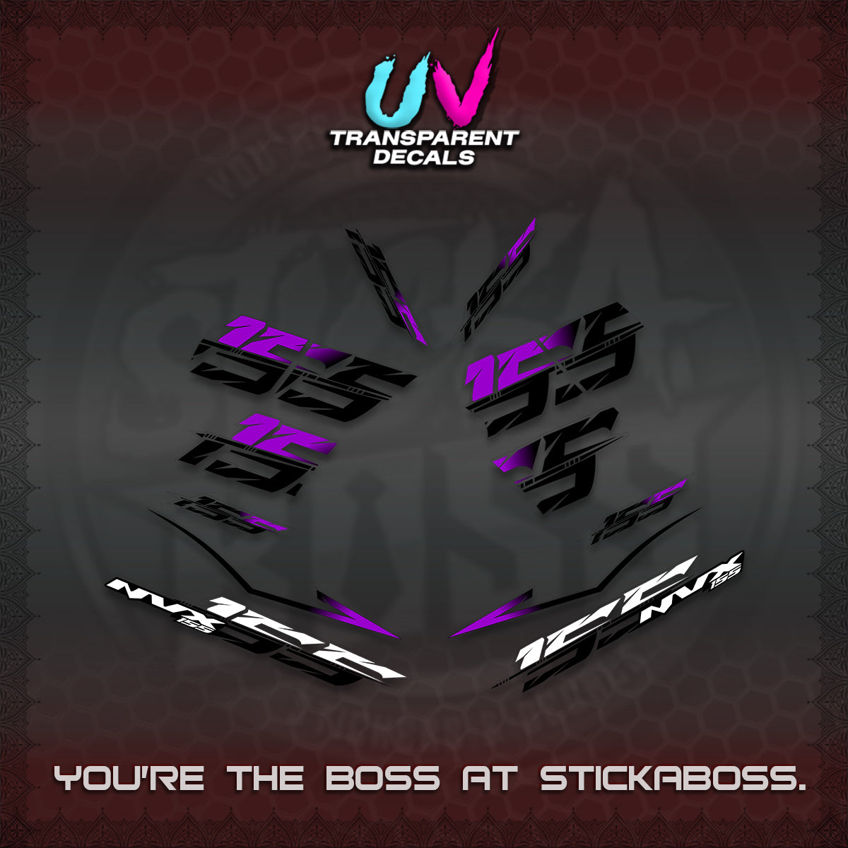 AEROX 155 V2 UV TRANSPARENT DECALS (2026 NVX VIETNAM) STICKER KITS BY STICKABOSS