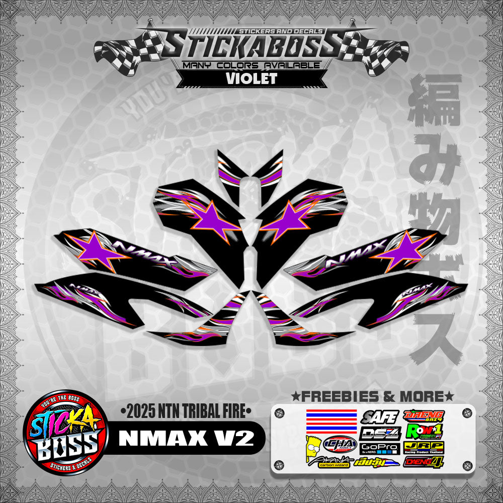 NMAX V2 STICKER DECALS ( 2025 NTN TRIBAL FIRE )【WITH FREEBIES】