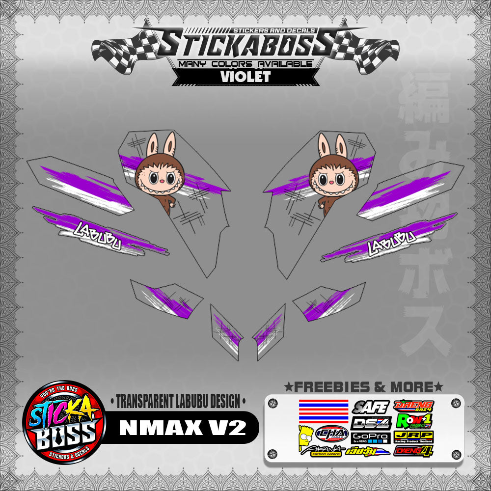 【PREMIUM UV PRINT】TRANSPARENT NMAX V2 STICKER DECALS ( LABUBU DESIGN )【WITH FREEBIES】