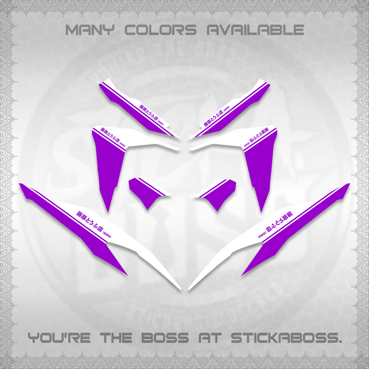 CLICK V2 FOR WHITE DECALS (TRUENO STYLE DESIGN) STICKER KITS BY STICKABOSS