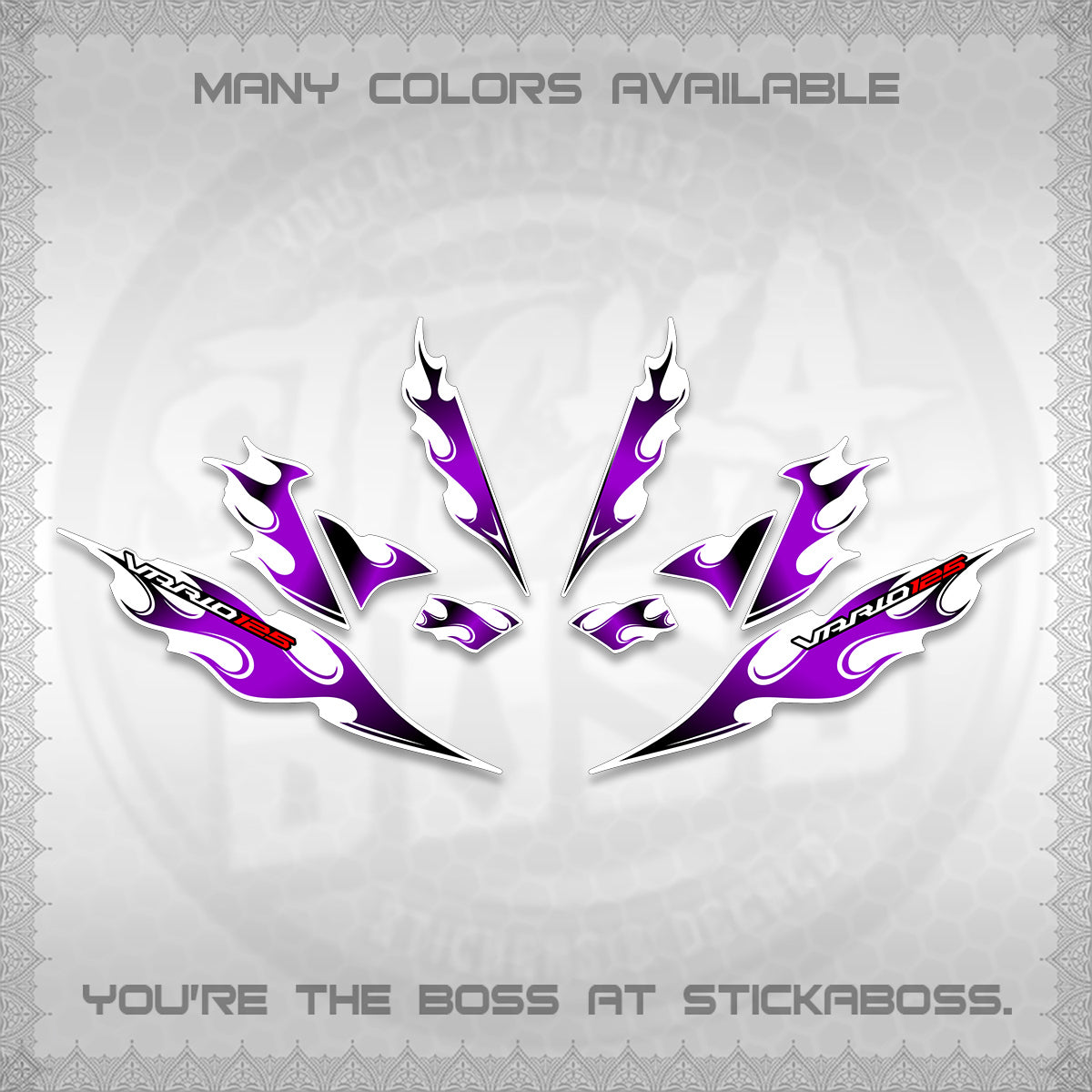 CLICK 125 V4 FOR WHITE VARIO DECALS (2026 MOTIF FLAME 1 TONE)STICKER DECALS By STICKABOSS