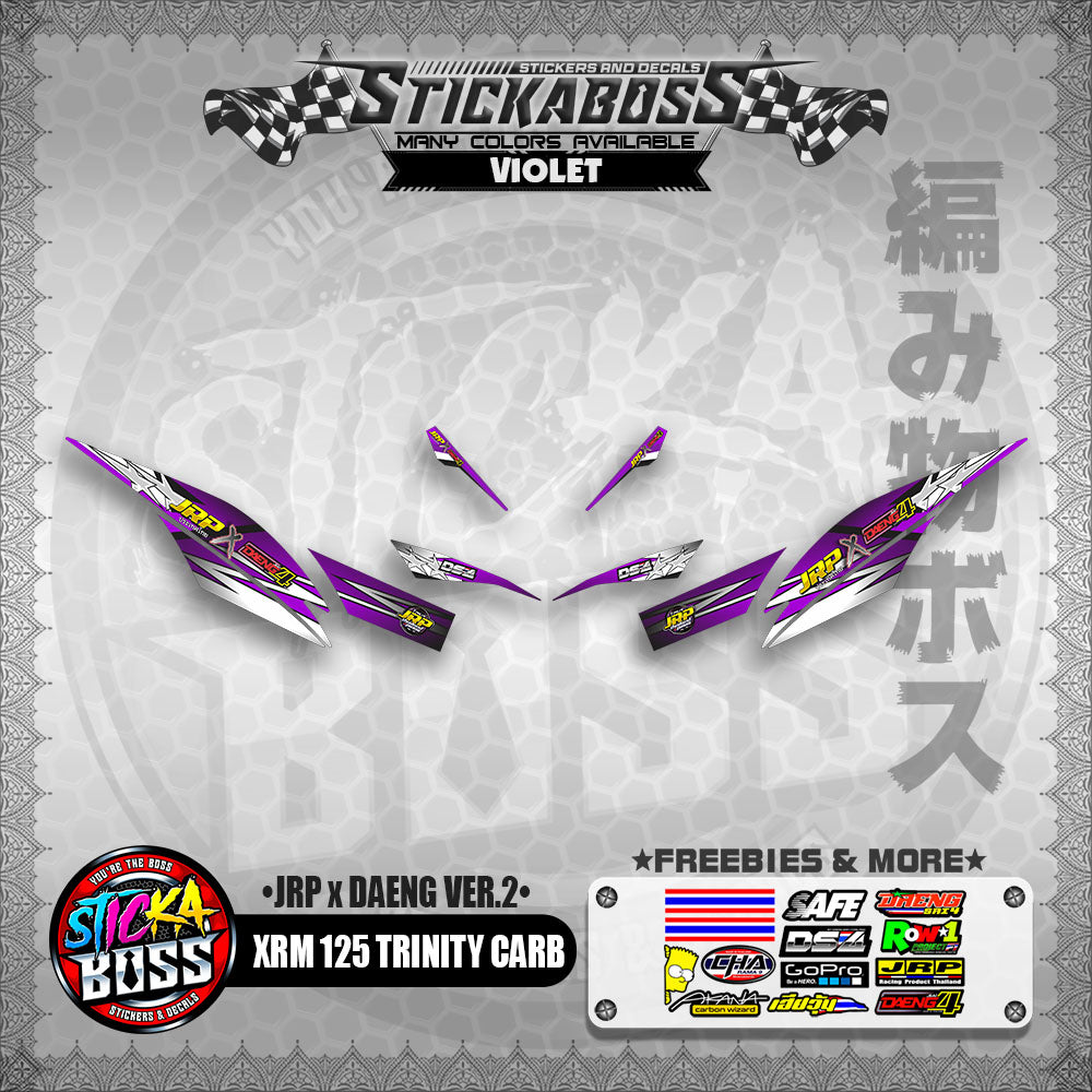 Honda XRM 125 Trinity Carb Decals - (JRP x DAENG VER.2)【PREMIUM GLOSSY LAMINATED】