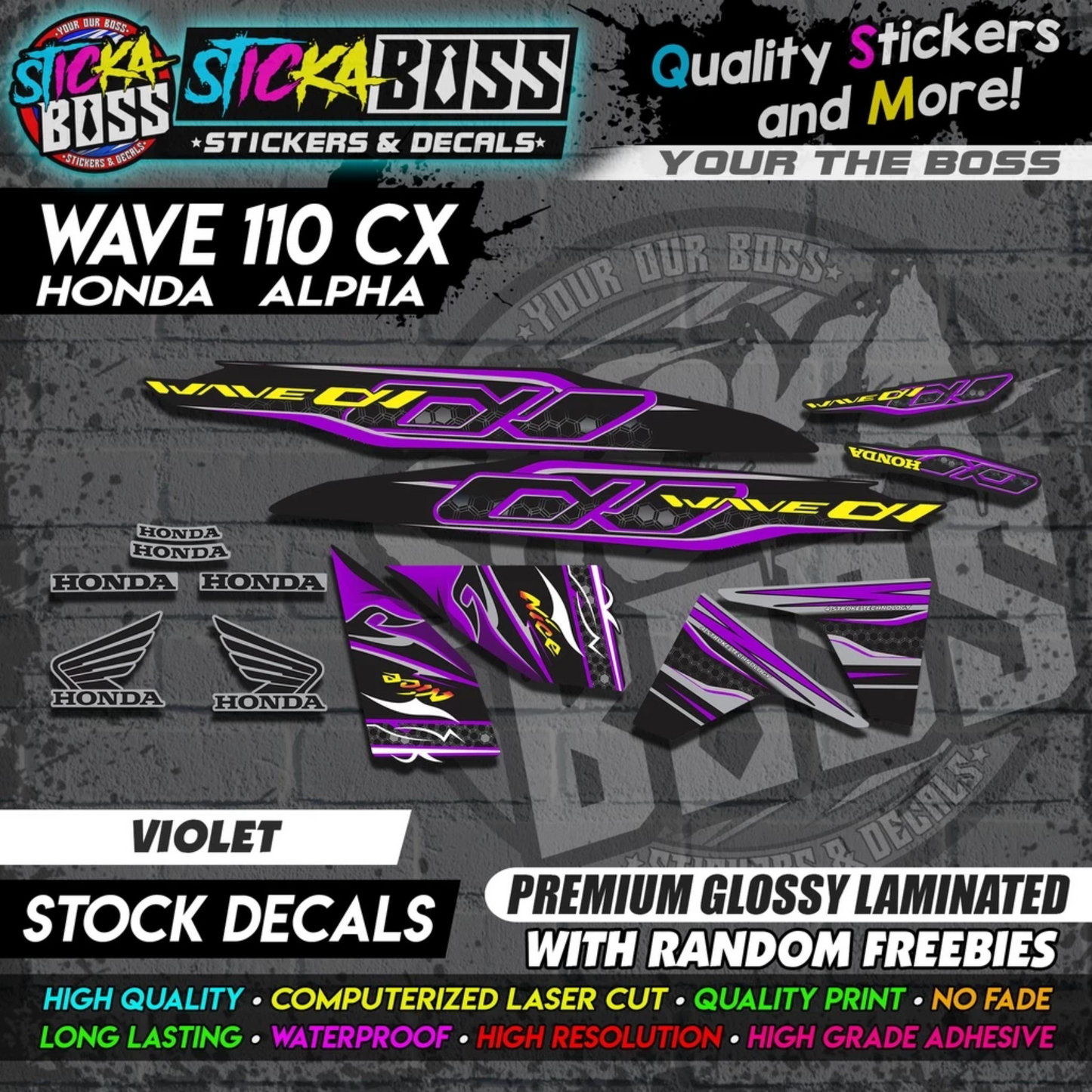 Honda Wave 110 Alpha CX (Stock Decals)【PREMIUM GLOSSY LAMINATED】
