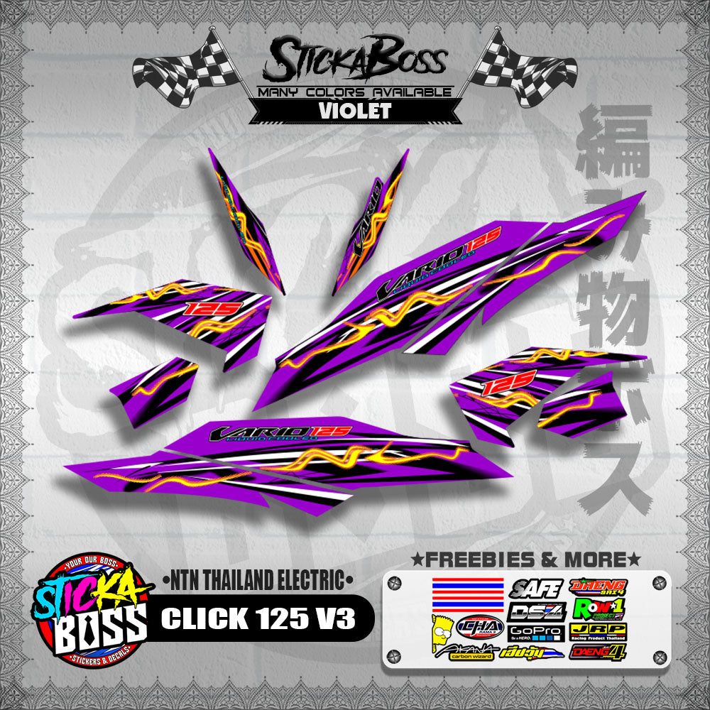 CLICK 125 V3 DECALS ( NTN THAILAND ELECTRIC )【WITH FREEBIES】