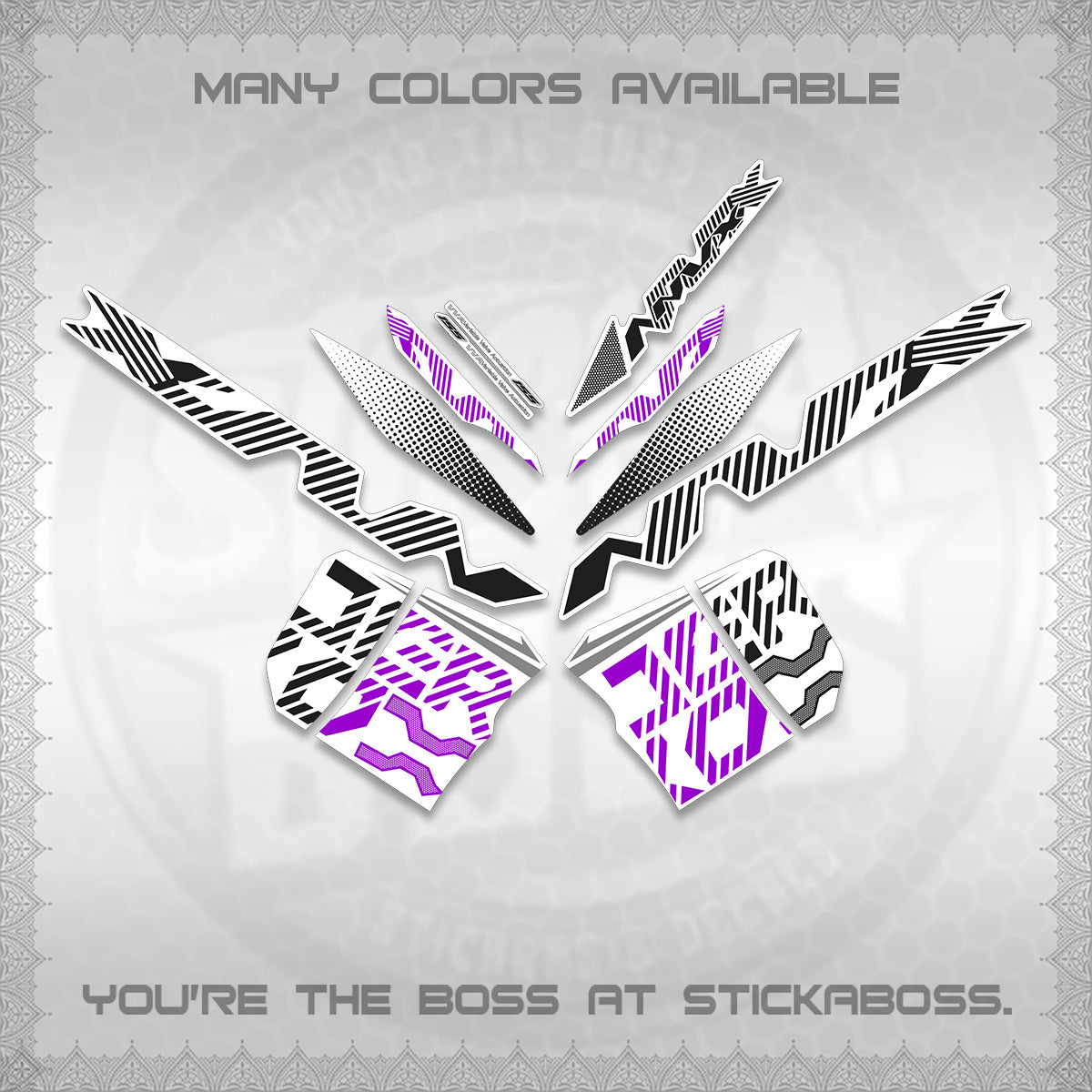 AEROX V2 NVX FOR WHITE DECALS (2024 NEW 001 DESIGN) STICKER DECALS By STICKABOSS