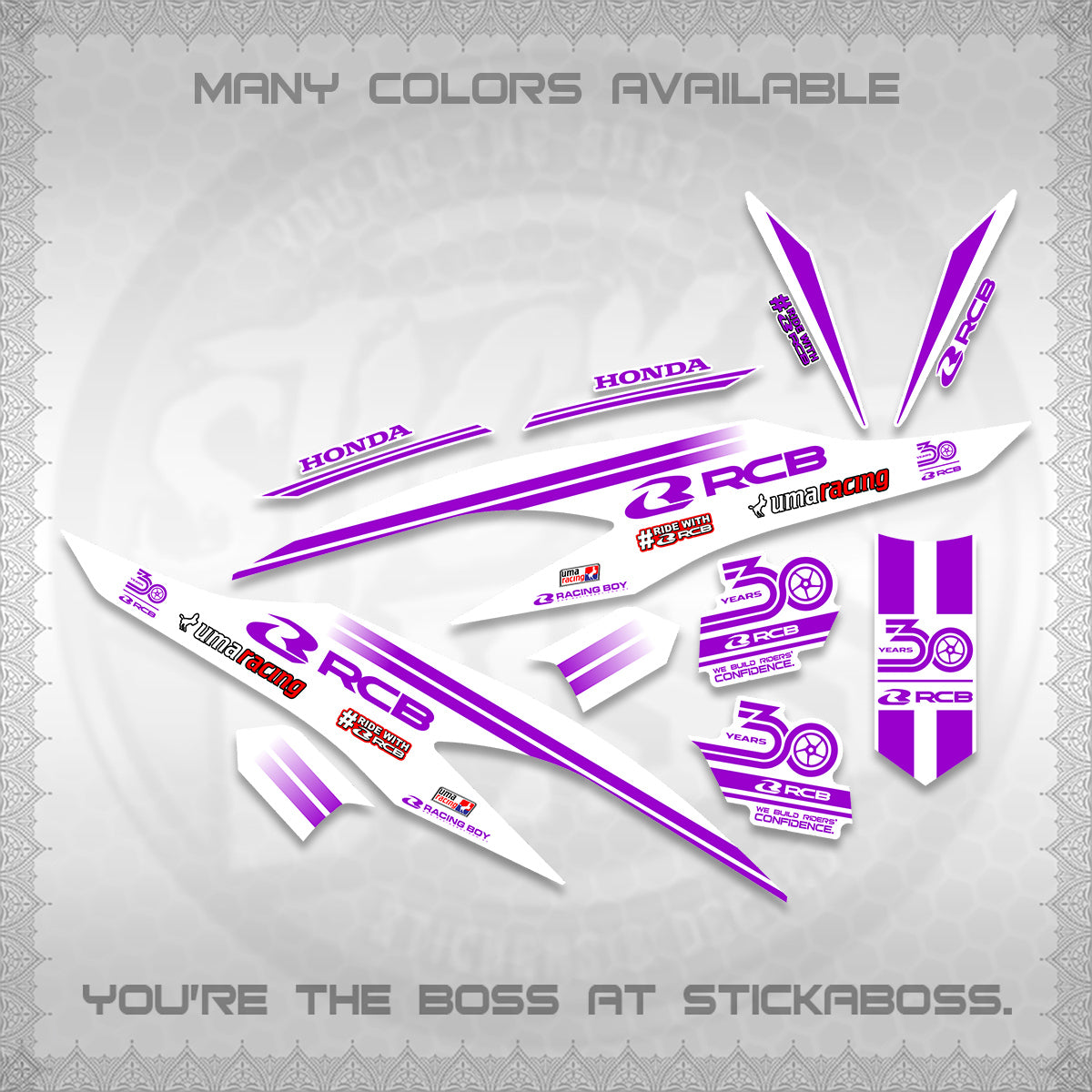 CLICK 125 V2 FOR WHITE DECALS (2026 30TH ANNIVERSARY RACING DESIGN) STICKER DECALS BY STICKABOSS