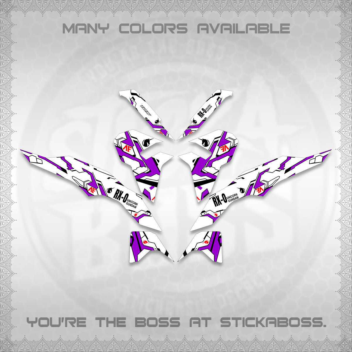 CLICK V3 VARIO FOR WHITE DECALS (UNICORN GUNDAM DESIGN) STICKER DECALS By STICKABOSS