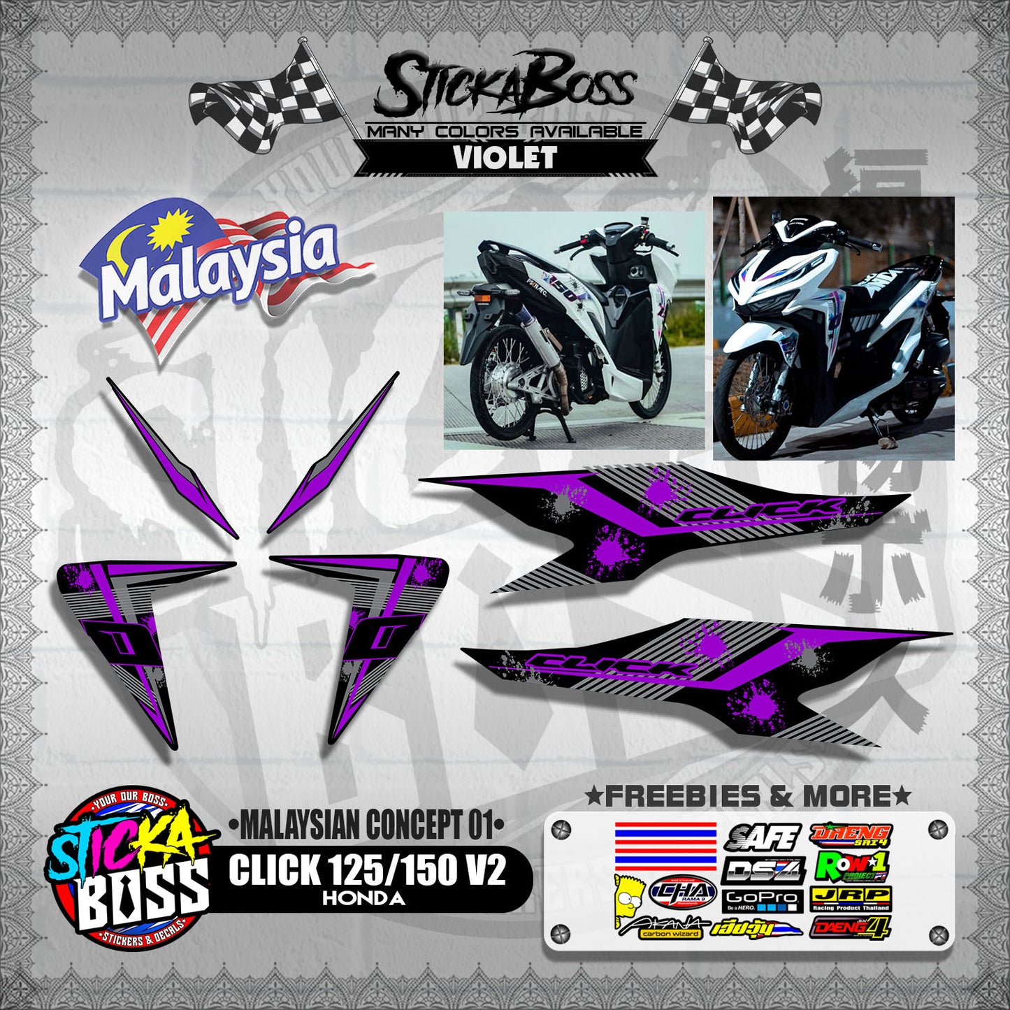 CLICK 125 / 150 V2 DECALS ( MALAYSIAN CONCEPT 01 )【WITH FREEBIES】