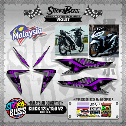 CLICK 125 / 150 V2 DECALS ( MALAYSIAN CONCEPT 01 )【WITH FREEBIES】