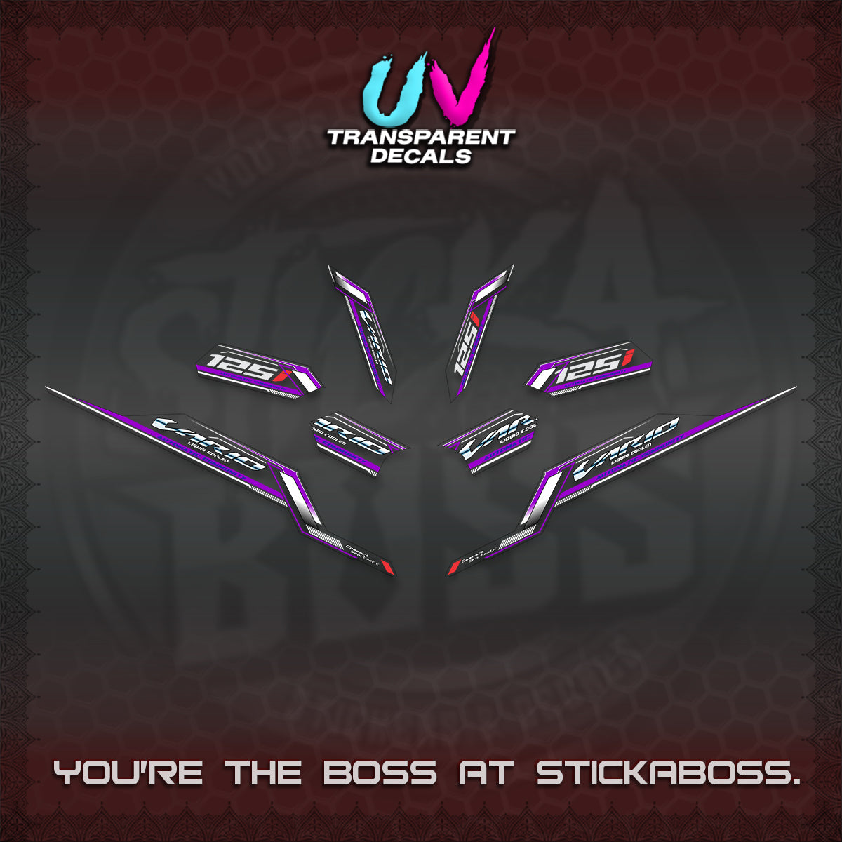 CLICK V3 VARIO STRIPING UV TRANSPARENT DECALS (2026 SPORTS RACE DESIGN) STICKER KITS BY STICKABOSS