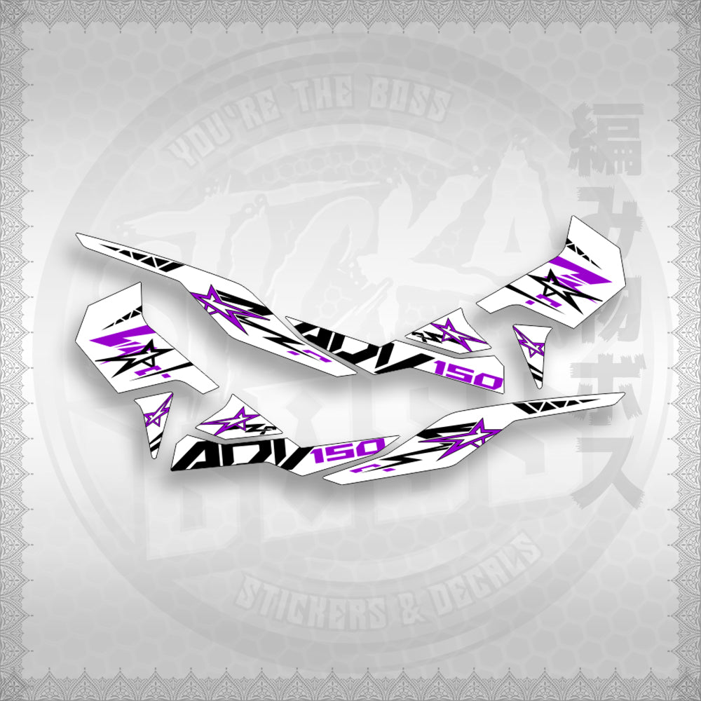 STICKER DECALS for ADV 150 (A150ALxOMINFOWH) By STICKABOSS (SOFIE LAMINATED WATERPROOF)