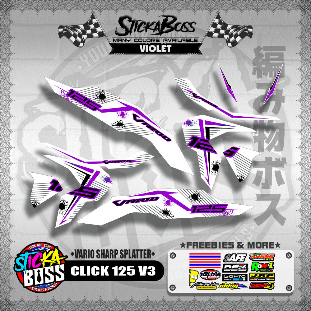 CLICK 125 V3 DECALS ( FOR WHITE VARIO SHARP SPLATTER )【WITH FREEBIES】