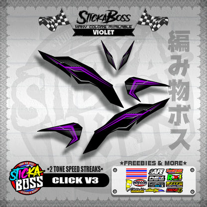 CLICK V3 DECALS ( 2 TONE SPEED STREAKS )【WITH FREEBIES】