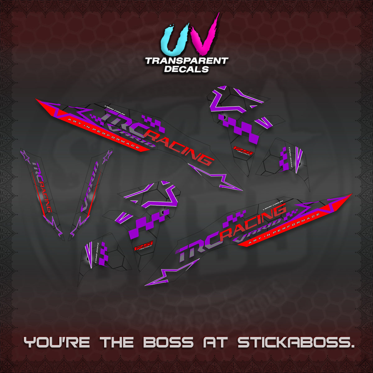 CLICK V3 UV TRANSPARENT DECALS (2026 TRC RACING DESIGN)STICKER DECALS By STICKABOSS