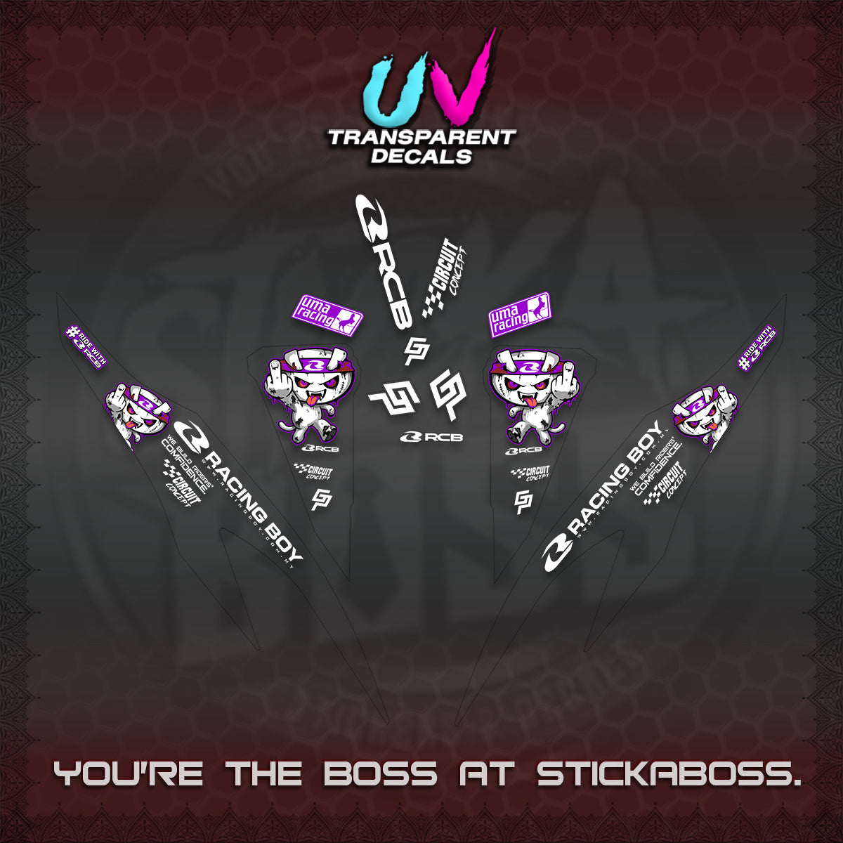 CLICK V2 UV TRANSPARENT DECALS (2026 RACE ZOMBIE DESIGN)STICKER DECALS By STICKABOSS