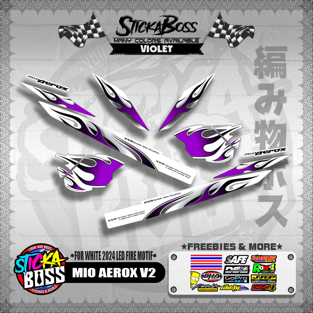 MIO AEROX V2 DECALS ( FOR WHITE 2024 LED FIRE MOTIF )【WITH FREEBIES】