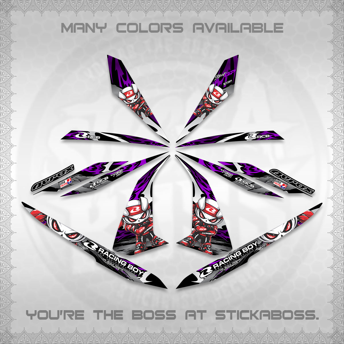 AEROX 155 V1 DECALS (2026 NEW RCB 2.0 DESIGN) STICKER KITS BY STICKABOSS
