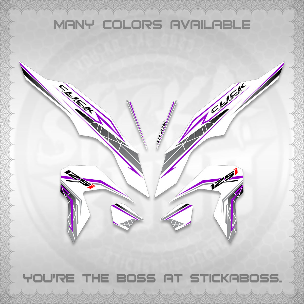 CLICK 125 V3 FOR WHITE DECALS (2023 SIMPLE STRIPE DESIGN) STICKER DECALS By STICKABOSS