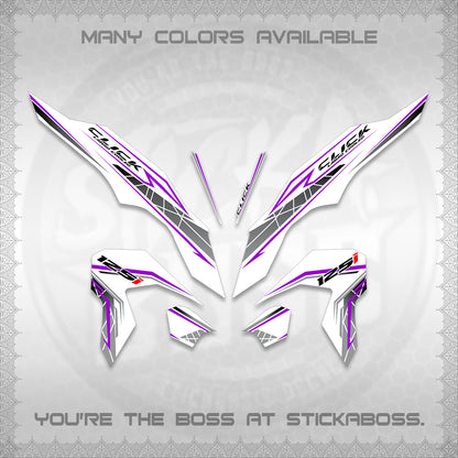 CLICK 125 V3 FOR WHITE DECALS (2023 SIMPLE STRIPE DESIGN) STICKER DECALS By STICKABOSS