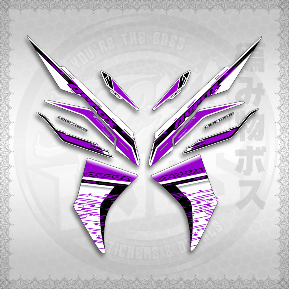 STICKER DECALS for AEROX V3 ALPHA TURBO INDO FOR WHITE (AV3NESTEDMA) By STICKABOSS (SOFIE LAMINATED WATERPROOF)