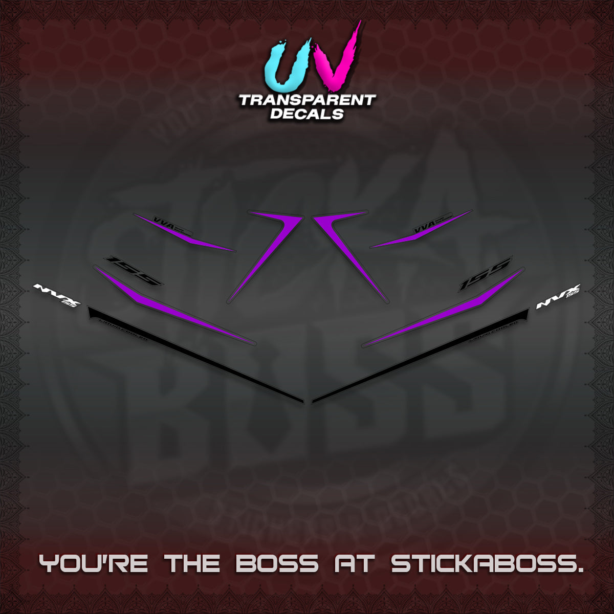 AEROX 155 V2 UV TRANSPARENT DECALS (2026 NVX MINIMALIST 01) STICKER KITS BY STICKABOSS