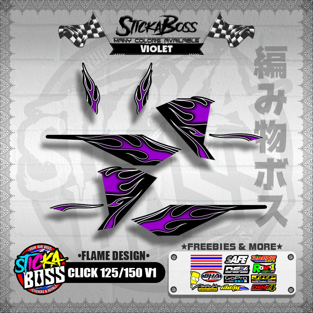 CLICK 125 / 150 V1 DECALS ( FLAME DESIGN )【WITH FREEBIES】