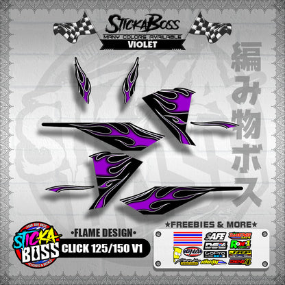 CLICK 125 / 150 V1 DECALS ( FLAME DESIGN )【WITH FREEBIES】