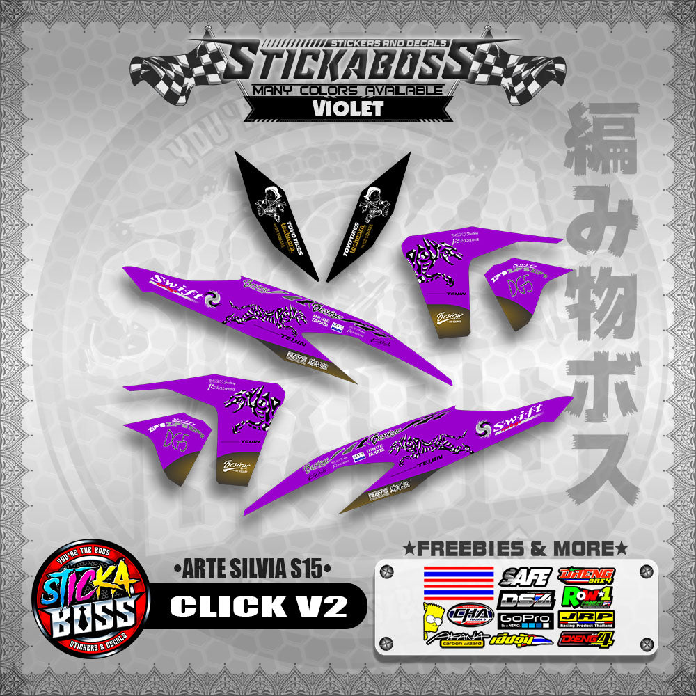 CLICK V2 STICKER DECALS ( ARTE SILVIA S15 )【WITH FREEBIES】