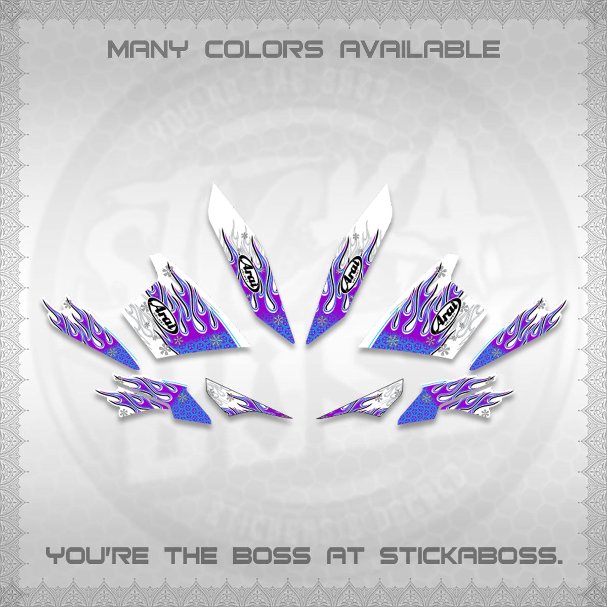 AEROX V3 ALPHA TURBO FOR WHITE DECALS (MOTIF ARAI API NEW TERBARU)STICKER DECALS By STICKABOSS