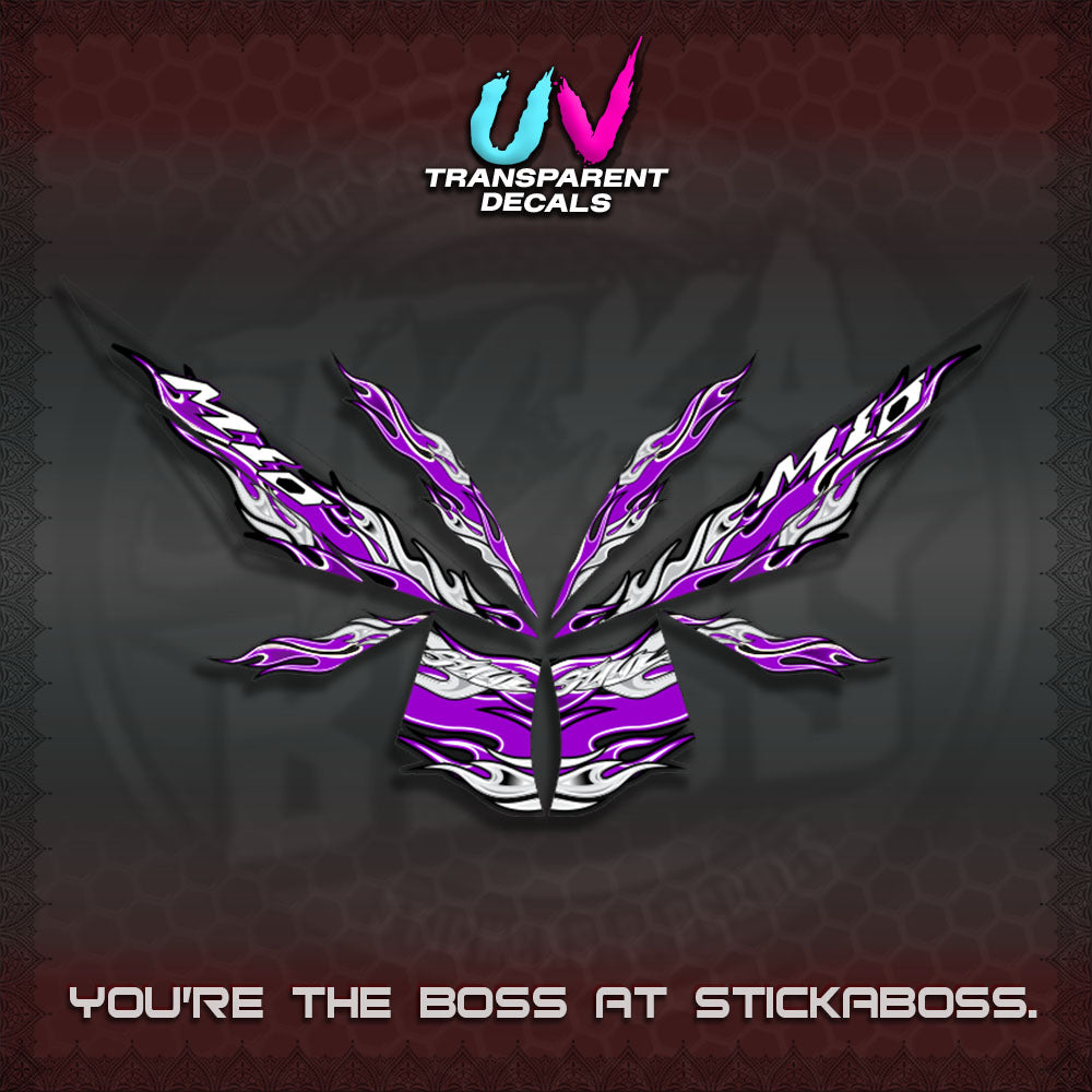 【PREMIUM UV PRINT】TRANSPARENT MIO 4  DECALS (FIRE CUSTOM 3 DESIGN)STICKER DECALS By STICKABOSS