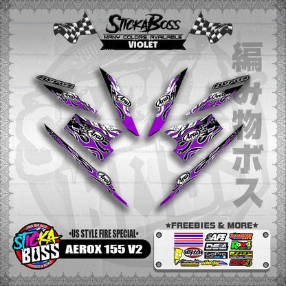 AEROX 155 V2 DECALS ( US STYLE FIRE SPECIAL )【WITH FREEBIES】