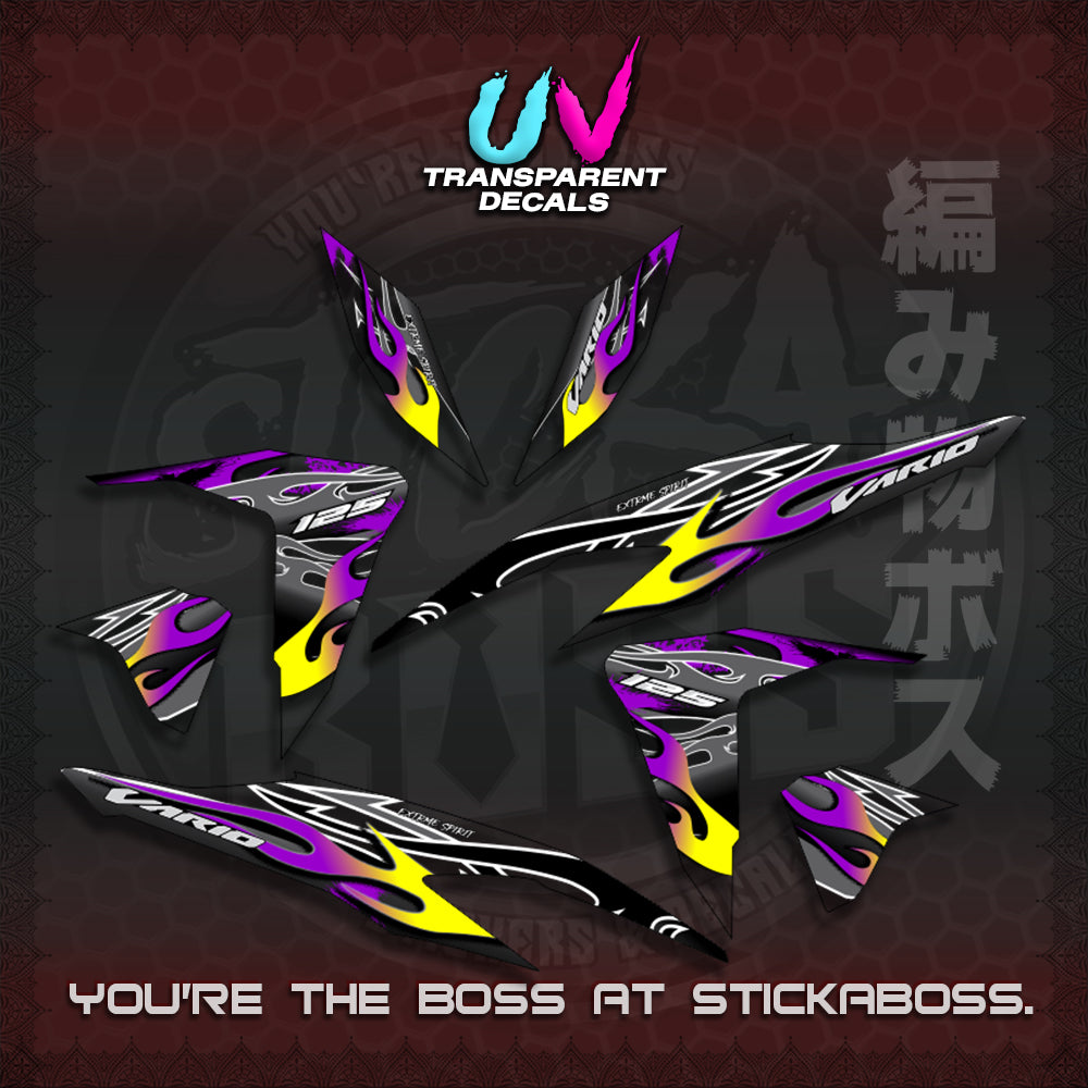CLICK 125 V2 MALAY CONCEPT ( TRANSPARENT TRIBAL X FIRE CUSTOM ) STICKER DECALS By STICKABOSS