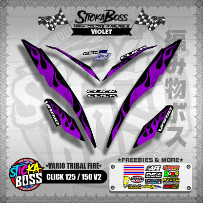 CLICK 125 / 150 V2 DECALS ( VARIO TRIBAL FIRE )【WITH FREEBIES】