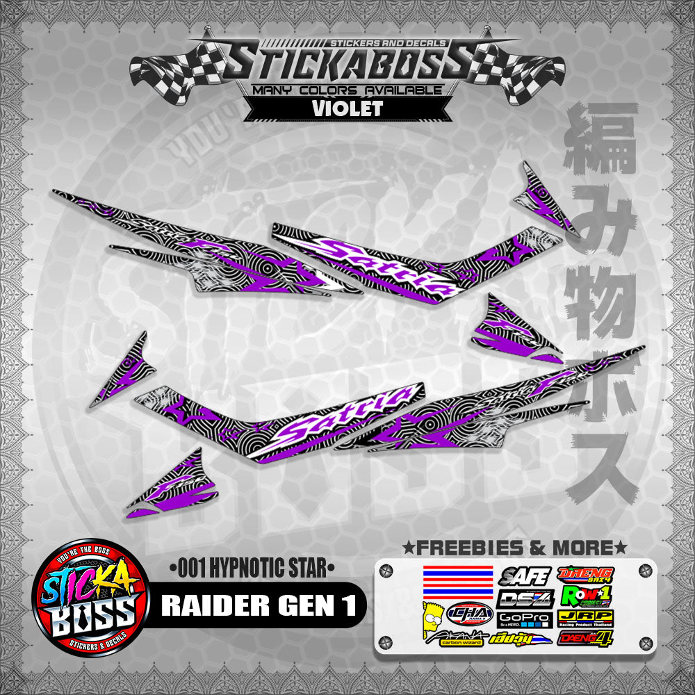 RAIDER GEN 1 MALAYSIAN STICKER DECALS (001 HYPNOTIC STAR)【WITH FREEBIES】
