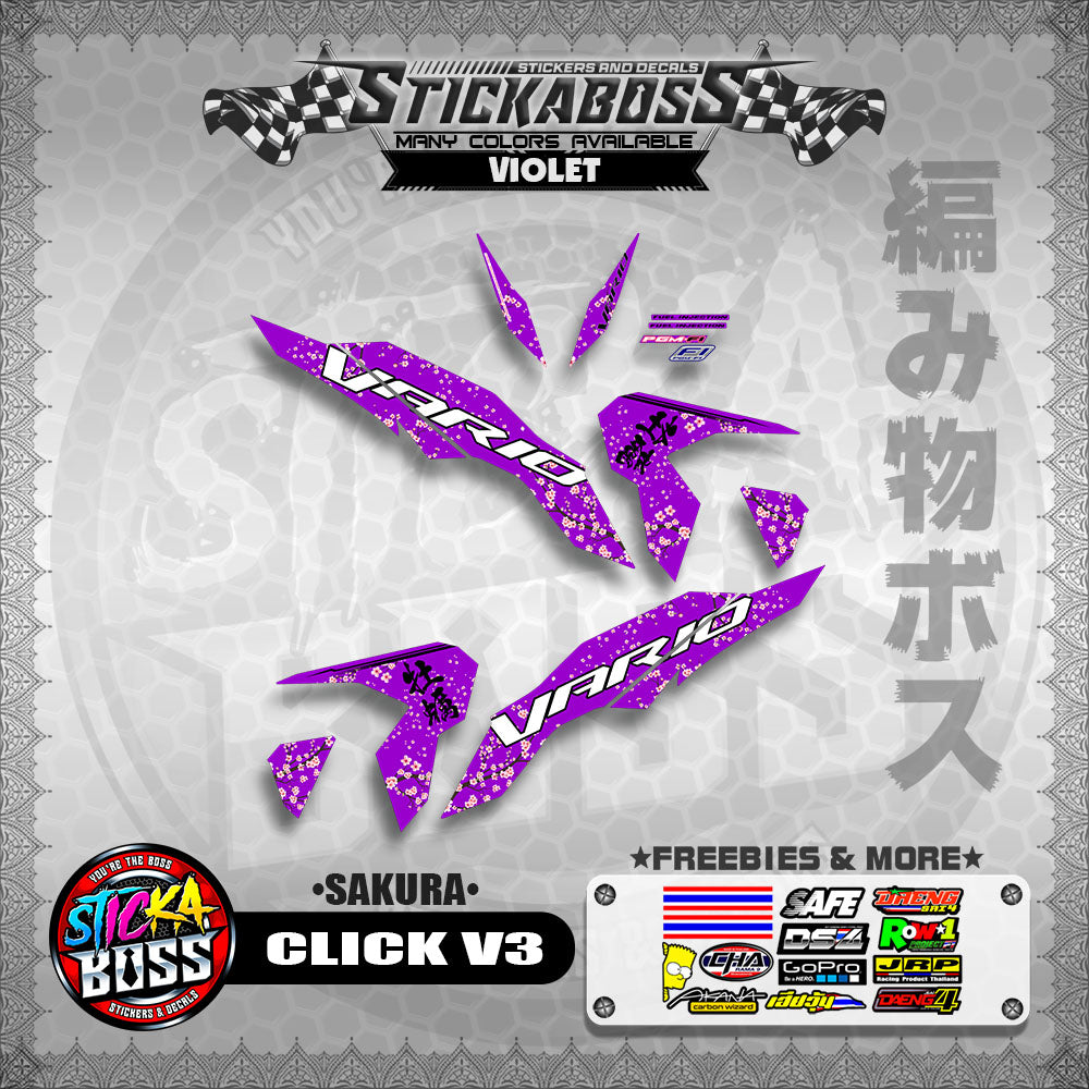 CLICK V3 STICKER DECALS (  SAKURA )【WITH FREEBIES】