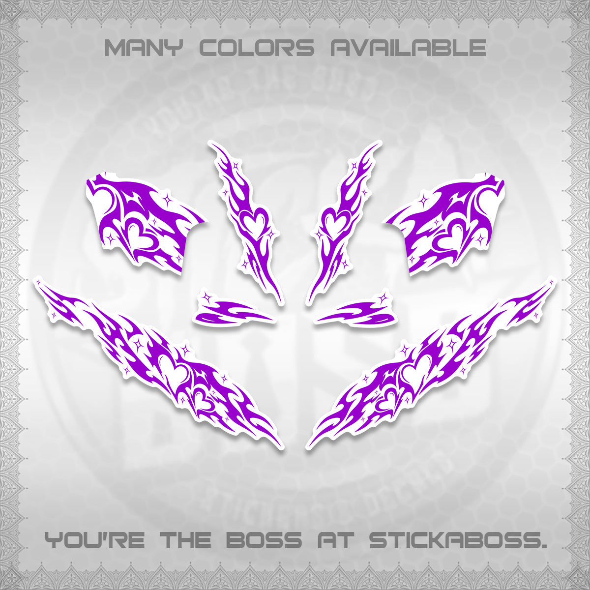 CLICK 125 V2 FOR WHITE DECALS (2026 STRIPING HEART DESIGN) STICKER KITS BY STICKABOSS