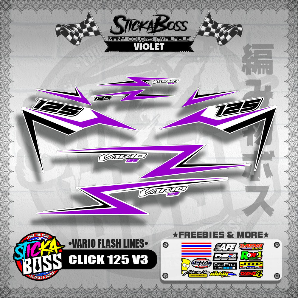CLICK 125 V3 DECALS ( VARIO FLASH LINES )【WITH FREEBIES】