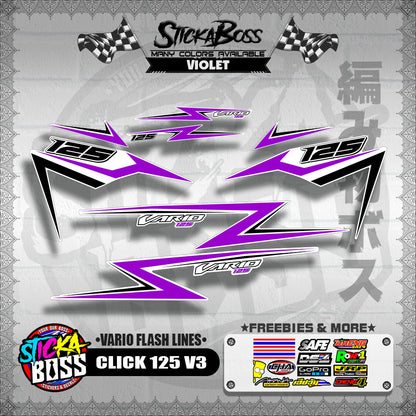 CLICK 125 V3 DECALS ( VARIO FLASH LINES )【WITH FREEBIES】