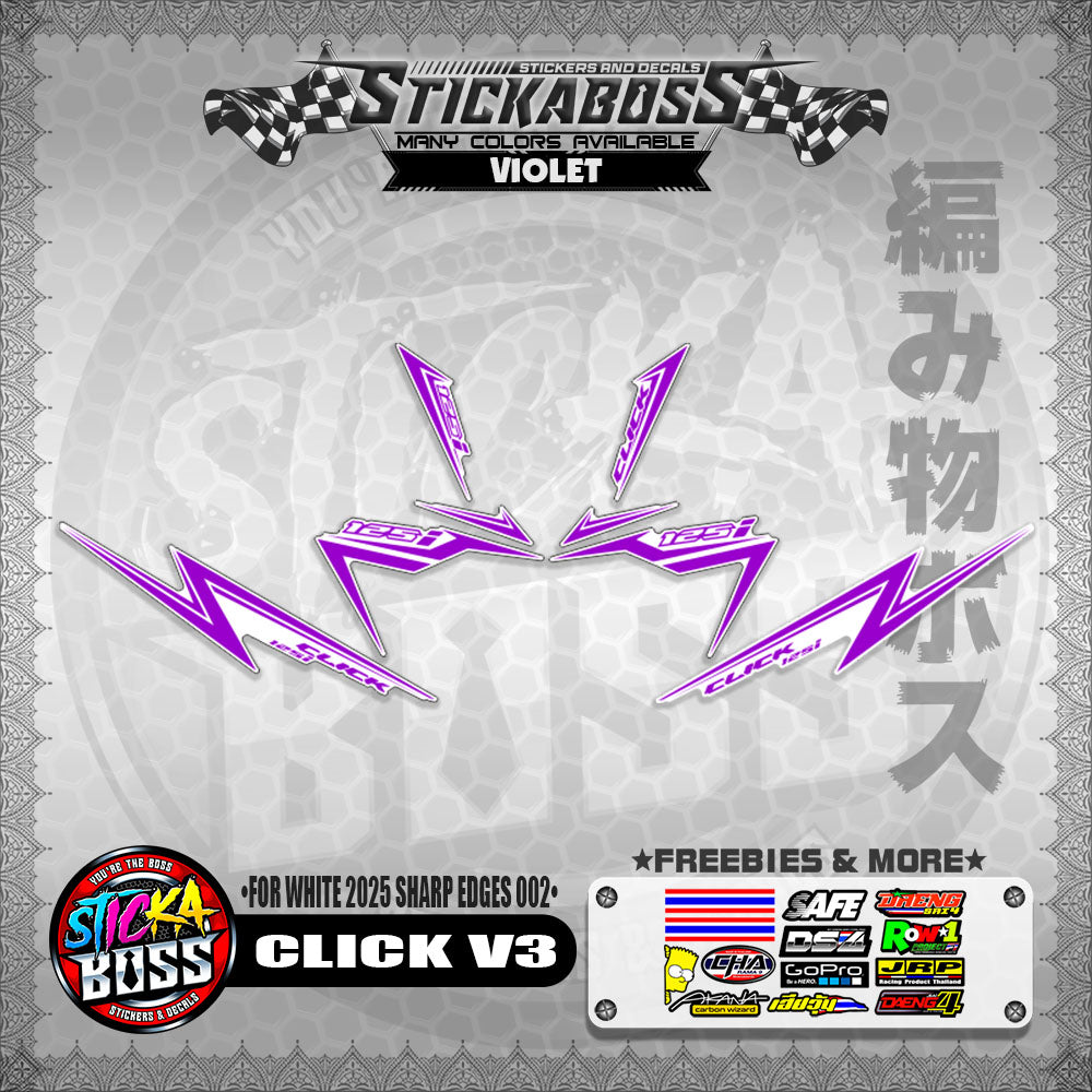 CLICK V3 INDO STICKER DECALS ( FOR WHITE 2025 SHARP EDGES 002 )【WITH FREEBIES】