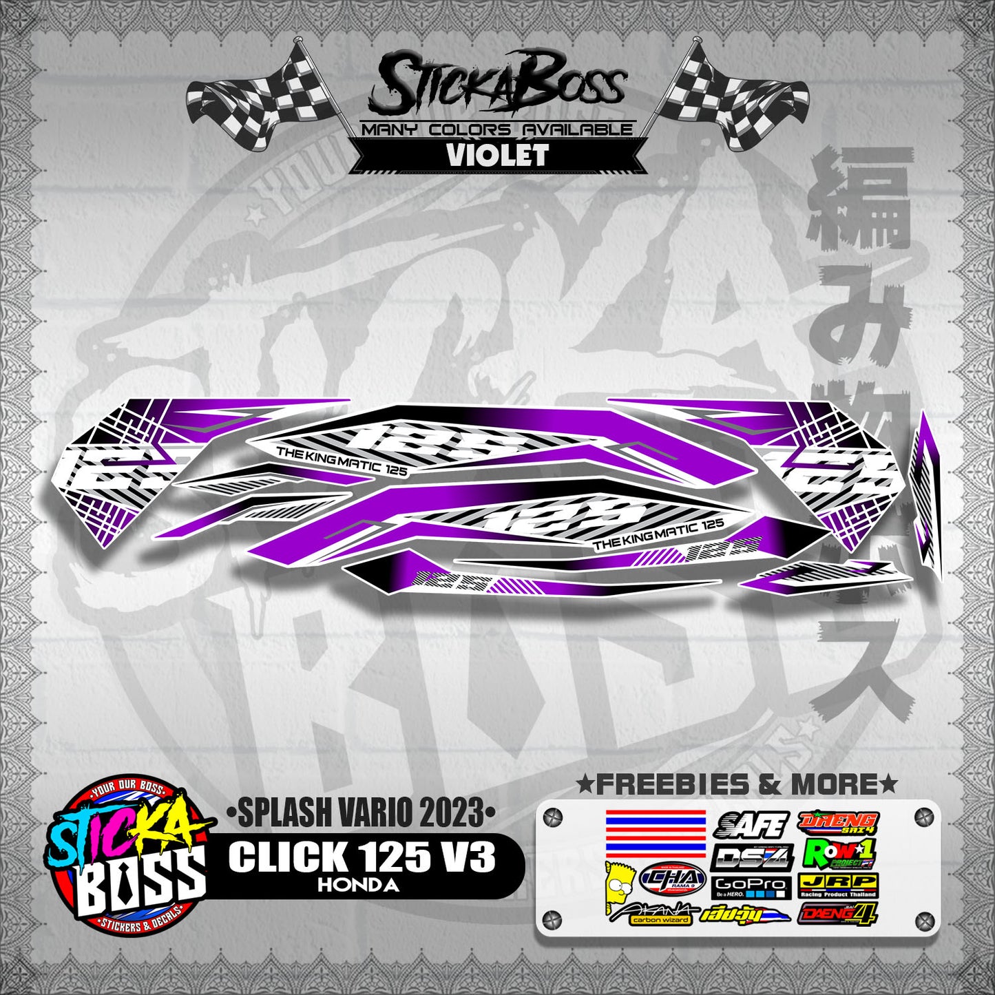 CLICK 125 V3 STOCK DECALS ( SPLASH VARIO 2023 )【WITH FREEBIES】
