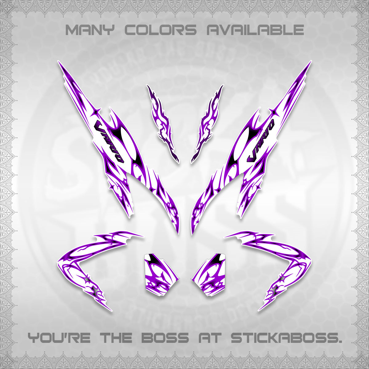 CLICK 125 V2 VARIO FOR WHITE DECALS (2026 TRIBAL LIGHTNING DESIGN) STICKER KITS BY STICKABOSS