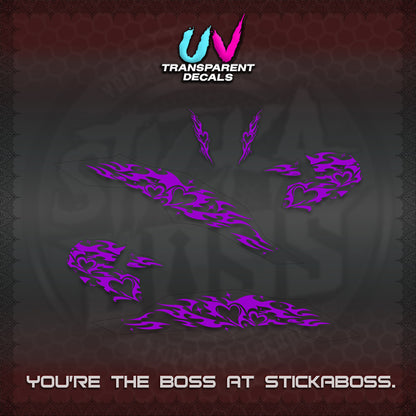 CLICK 125 V3 UV TRANSPARENT DECALS (2026 TRIBAL HEART DESIGN) STICKER KITS BY STICKABOSS