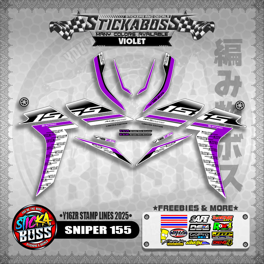 SNIPER 155 STICKER DECALS ( Y16ZR STAMP LINES 2025 )【WITH FREEBIES】