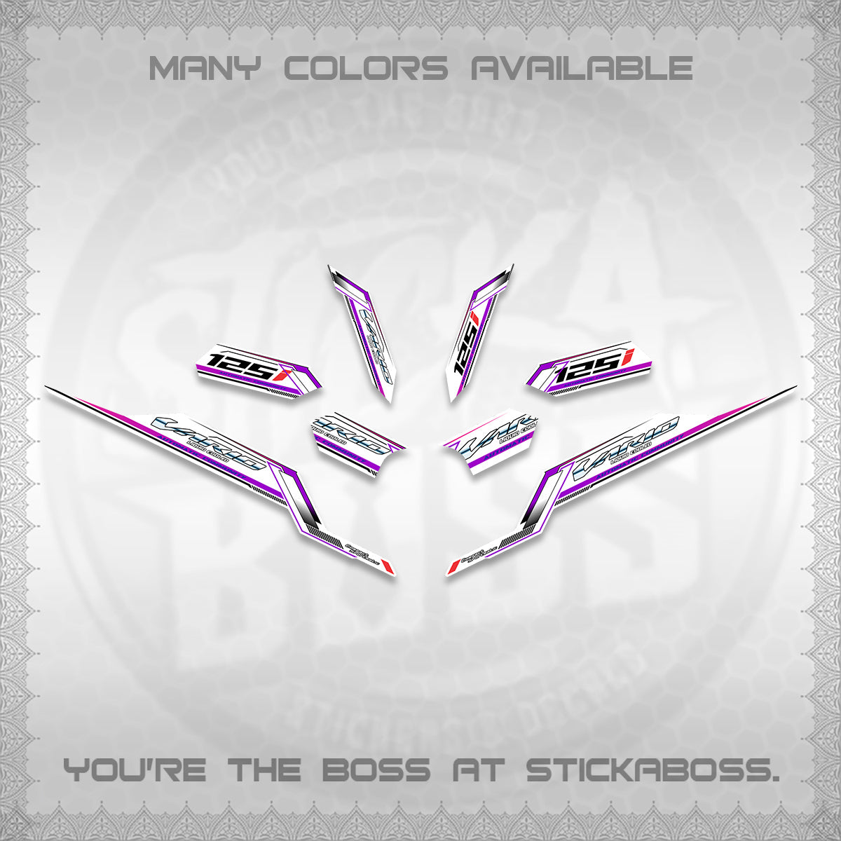 CLICK V3 VARIO STRIPING FOR WHITE DECALS (2026 SPORTS RACE DESIGN) STICKER KITS BY STICKABOSS