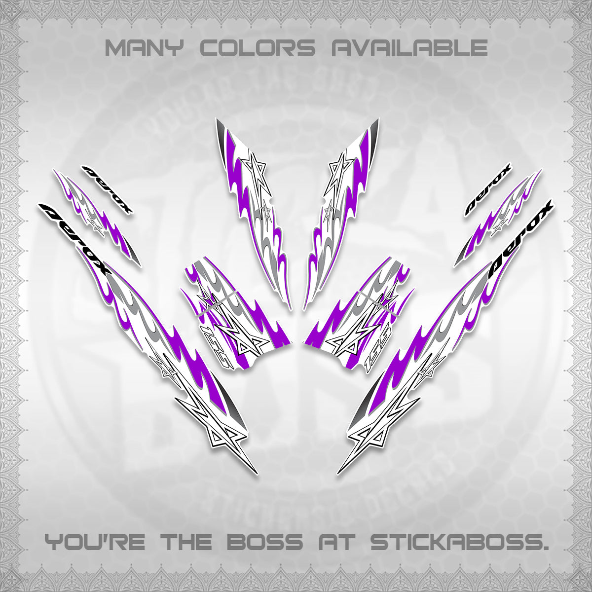 AEROX V2 INDO FOR WHITE DECALS (2026 STAR 0001 MOTIF) STICKER KITS By STICKABOSS