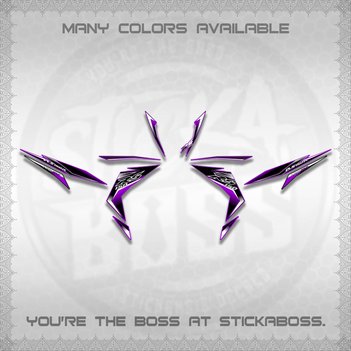 WINNER 150 V1 DECALS (GTR 150 RS PATTERN)STICKER DECALS By STICKABOSS