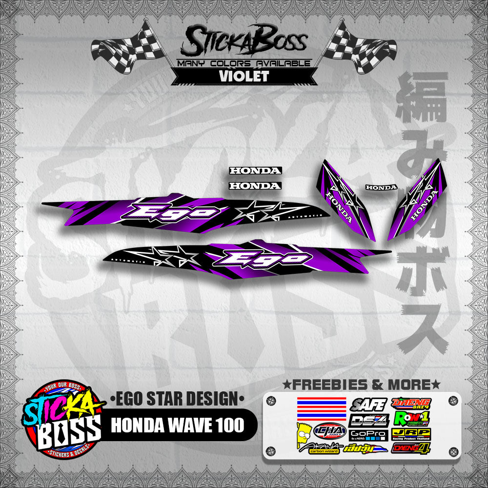 HONDA WAVE 100 DECALS ( EGO STAR DESIGN )【WITH FREEBIES】